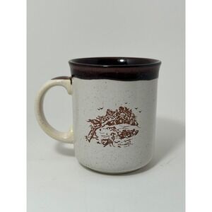 Kiln Craft England Stoneware Mug Brown Bird Nature Scene Rustic Speckled Cream